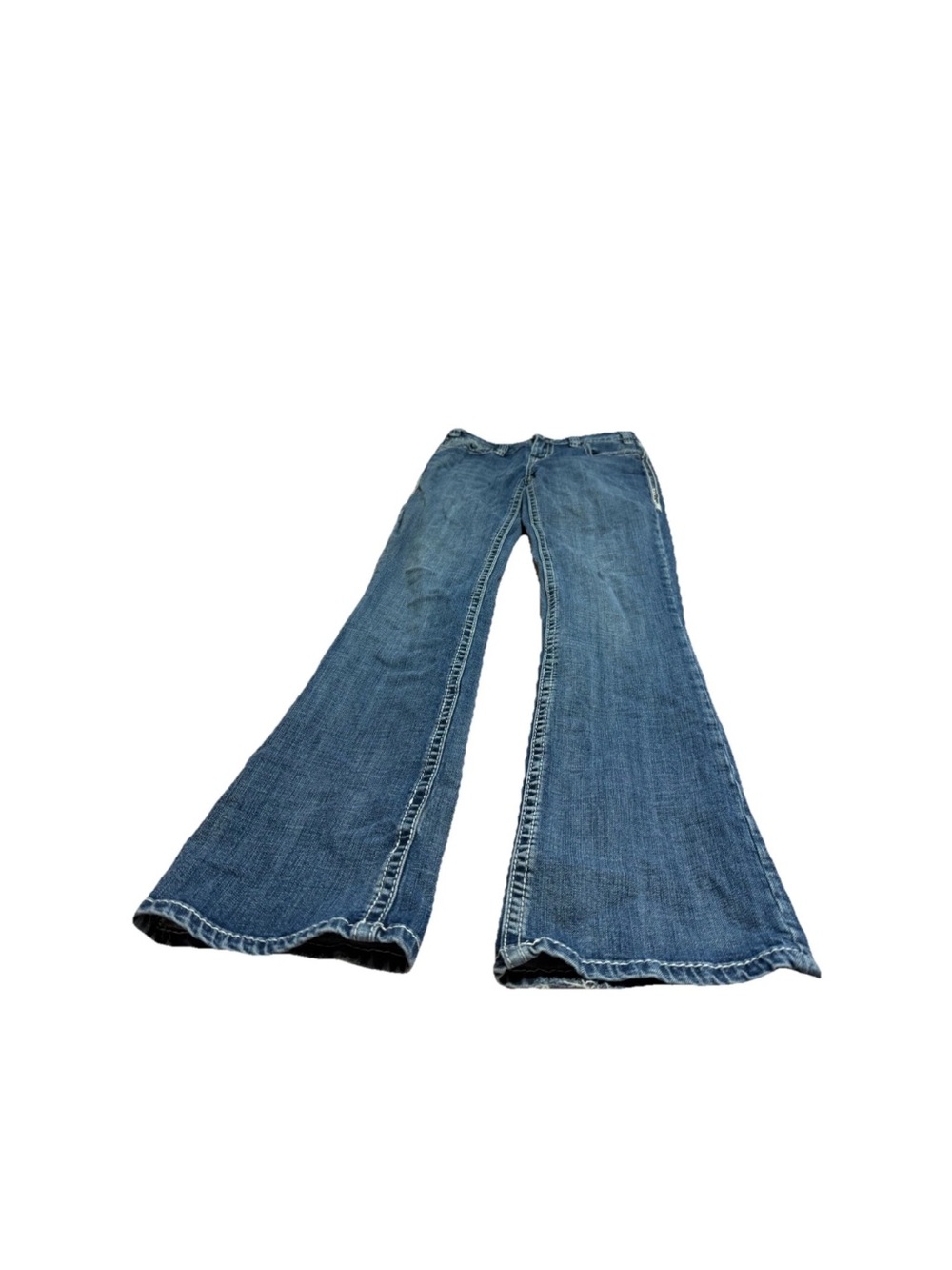 Rock & Roll Cowgirl Women’s Medium Wash Rhinestone Mid Rise Jeans! Size 27x34